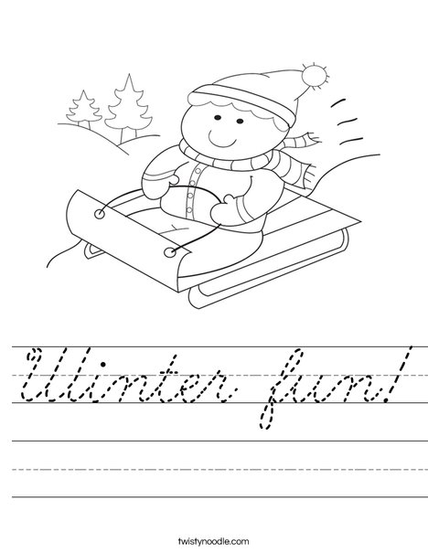 Boy on Sled Worksheet