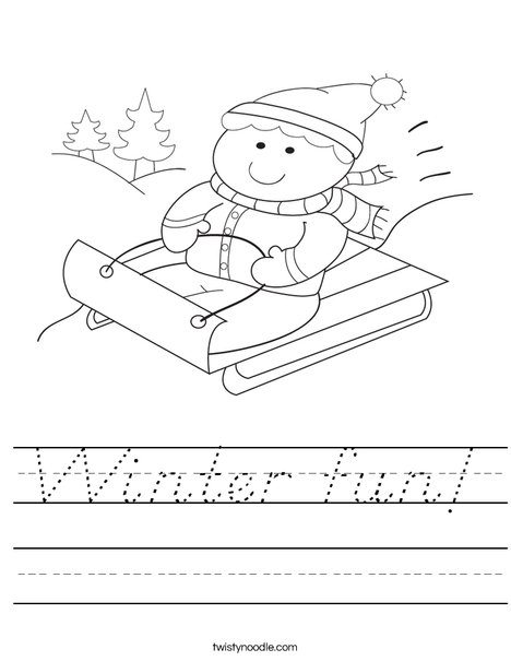Boy on Sled Worksheet