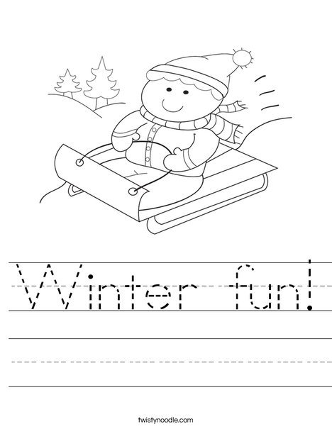 Boy on Sled Worksheet