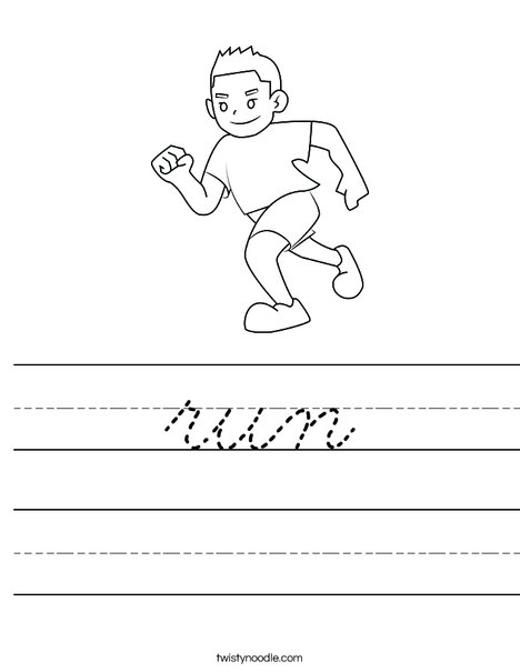 Boy Running Worksheet
