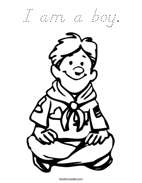 Boy Scout Sitting Coloring Page
