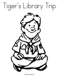 Tiger's Library Trip Coloring Page