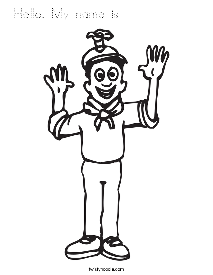Hello! My name is ____________ Coloring Page