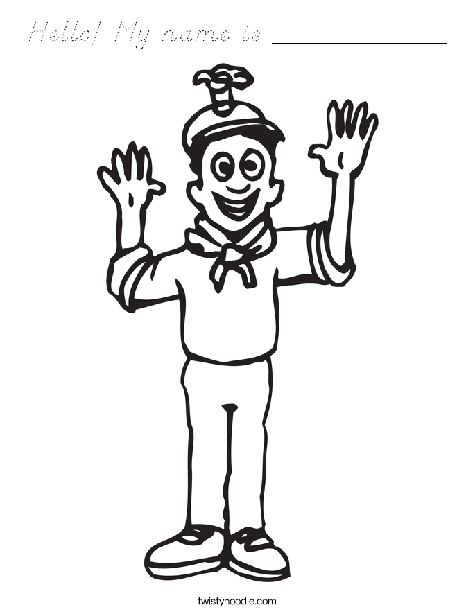 Hello! My name is ____________ Coloring Page
