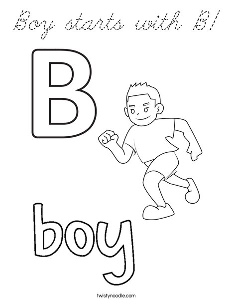 Boy starts with B Coloring Page