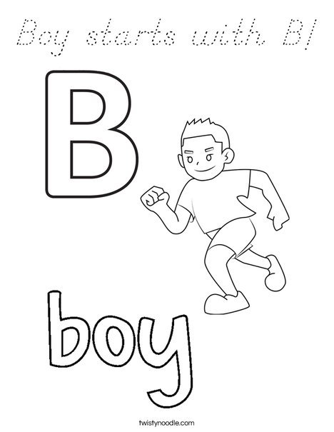 Boy starts with B Coloring Page