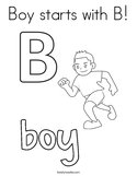 Boy starts with B Coloring Page