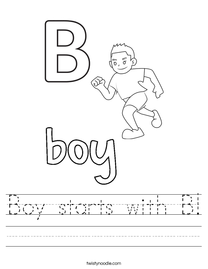 Boy Starts With B Worksheet - Twisty Noodle