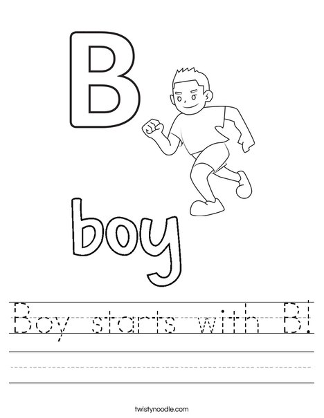 Boy Starts With B Worksheet Twisty Noodle Boy Starts With B Worksheet Twisty Noodle