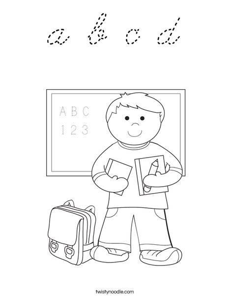 Boy Student in School Coloring Page