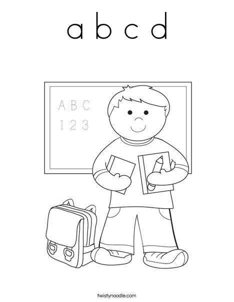 Boy Student in School Coloring Page