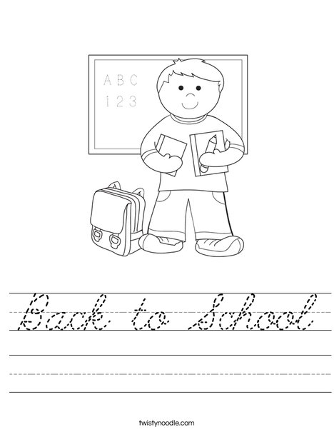 Boy Student in School Worksheet