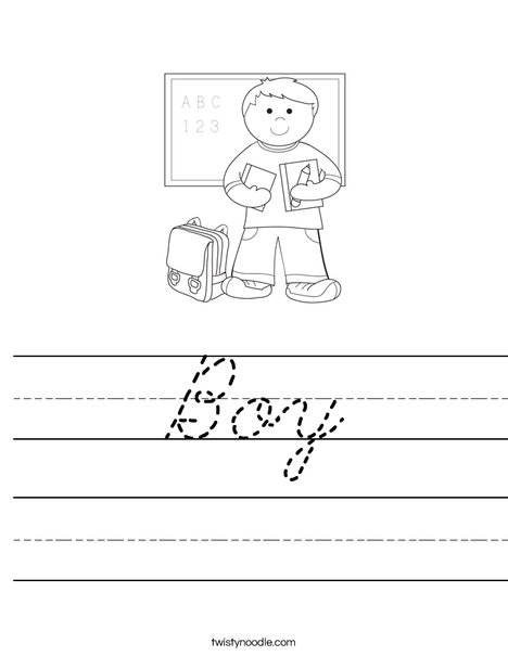 Boy Student in School Worksheet