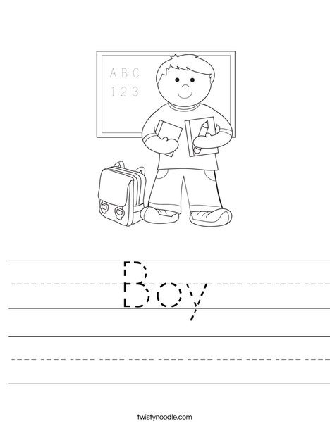 Boy Student in School Worksheet