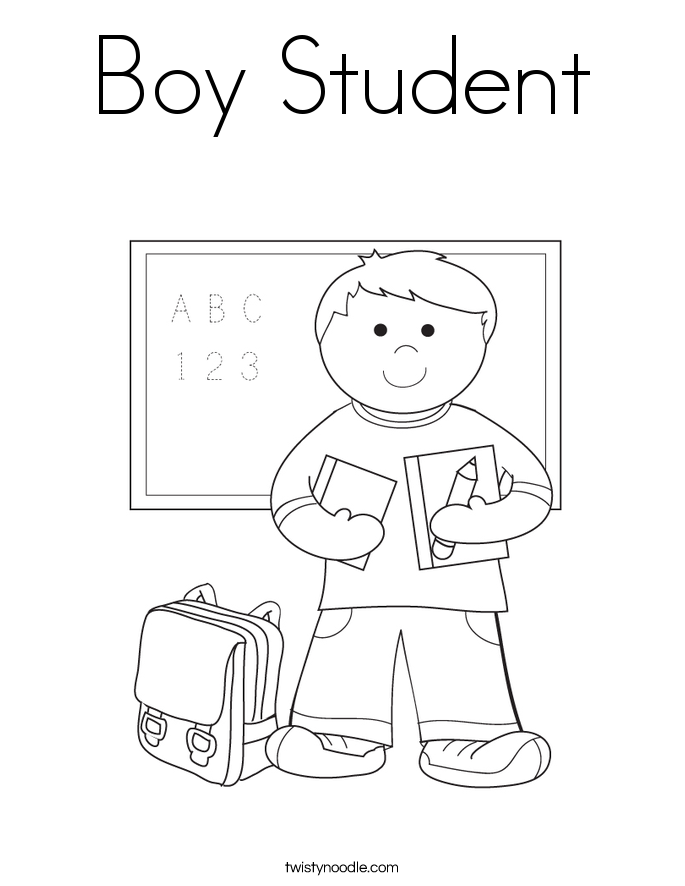 Boy Student Coloring Page