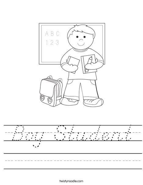 Boy Student in School Worksheet
