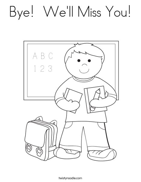 Boy Student in School Coloring Page