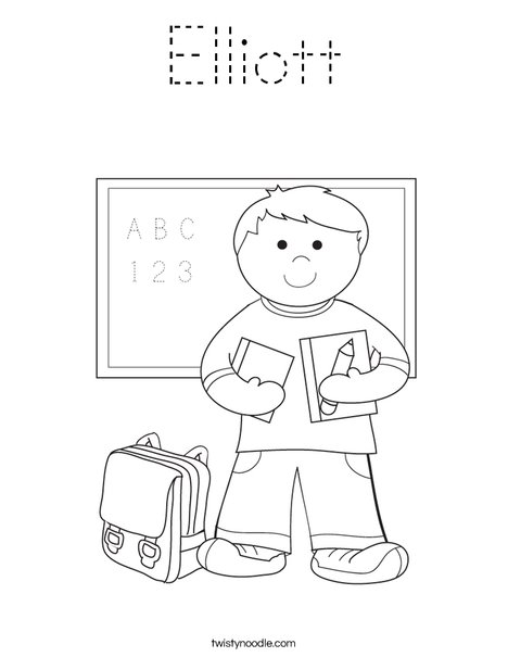 Boy Student in School Coloring Page