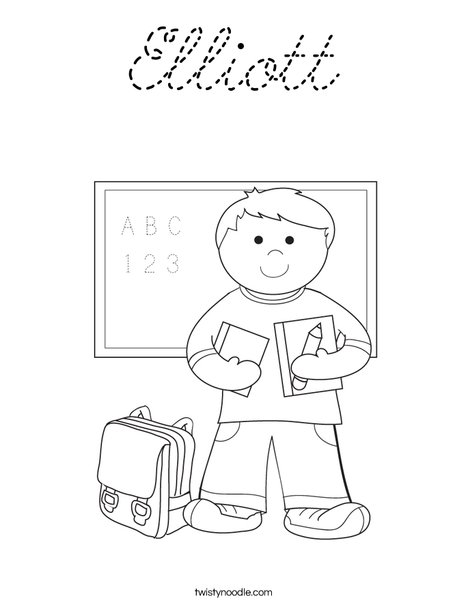 Boy Student in School Coloring Page