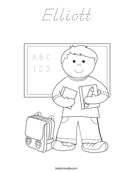 Boy Student in School Coloring Page