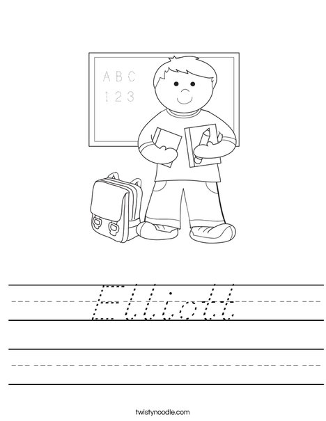 Boy Student in School Worksheet