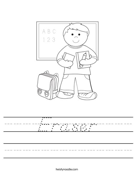 Boy Student in School Worksheet