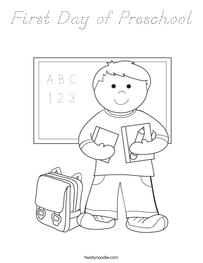 First Day of Preschool Coloring Page