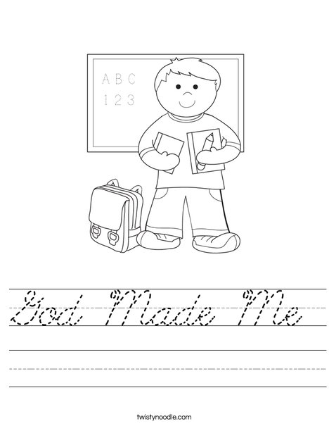 Boy Student in School Worksheet