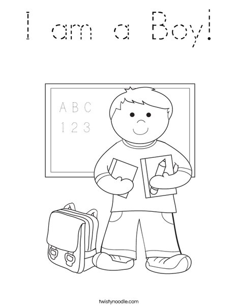 Boy Student in School Coloring Page