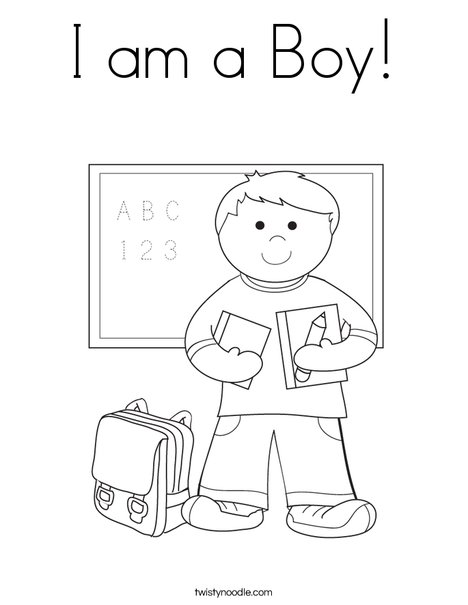 Boy Student in School Coloring Page