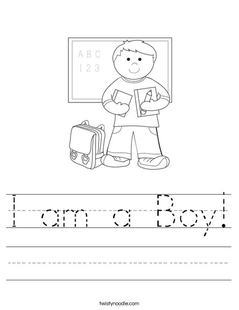 Boy Student in School Worksheet