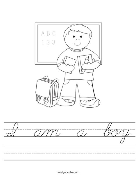 Boy Student in School Worksheet