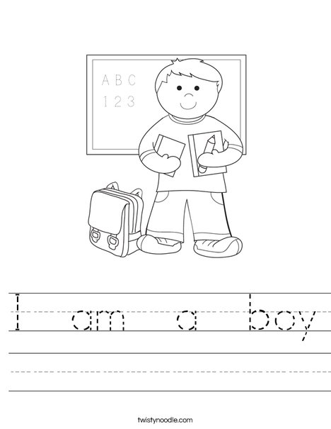 Boy Student in School Worksheet