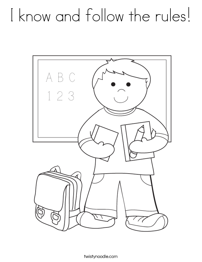 I know and follow the rules! Coloring Page