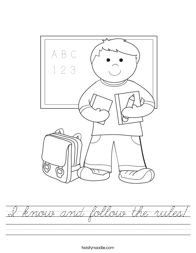 I know and follow the rules! Worksheet