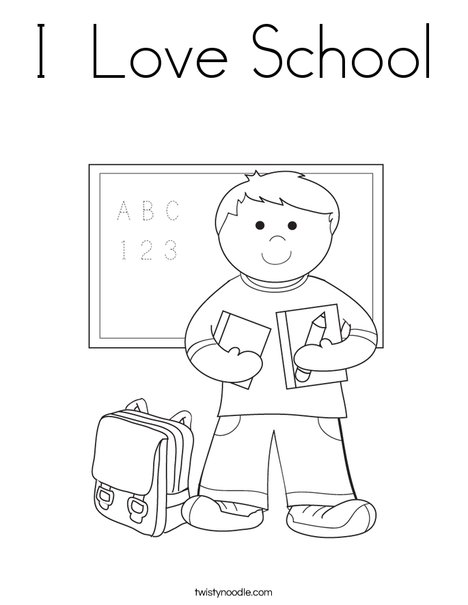 Boy Student in School Coloring Page