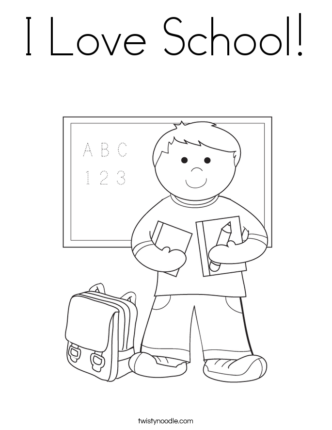 I Love School! Coloring Page