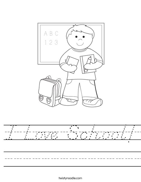 Boy Student in School Worksheet