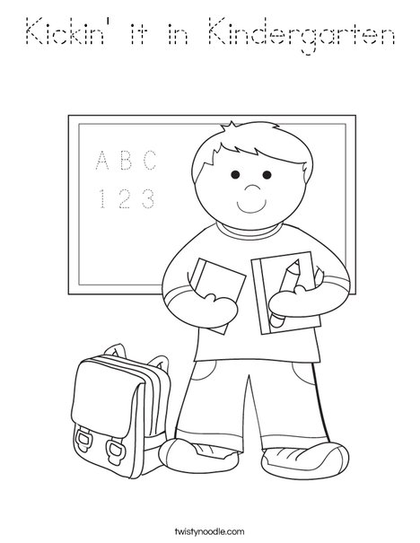 Boy Student in School Coloring Page