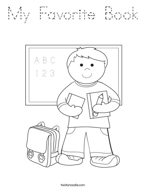 Boy Student in School Coloring Page