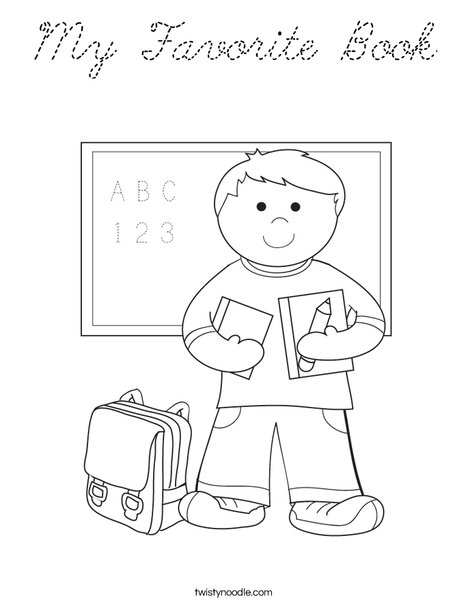 Boy Student in School Coloring Page