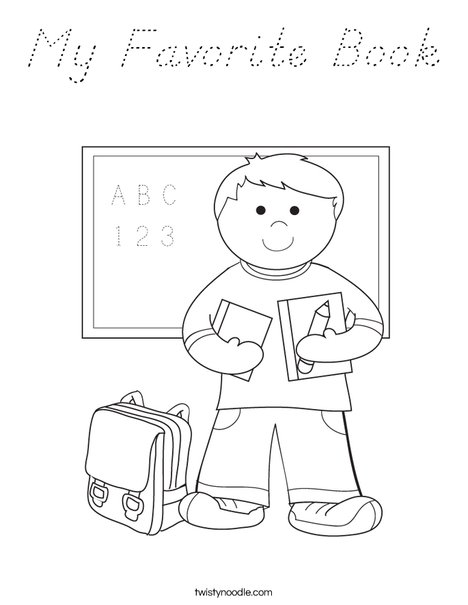 Boy Student in School Coloring Page