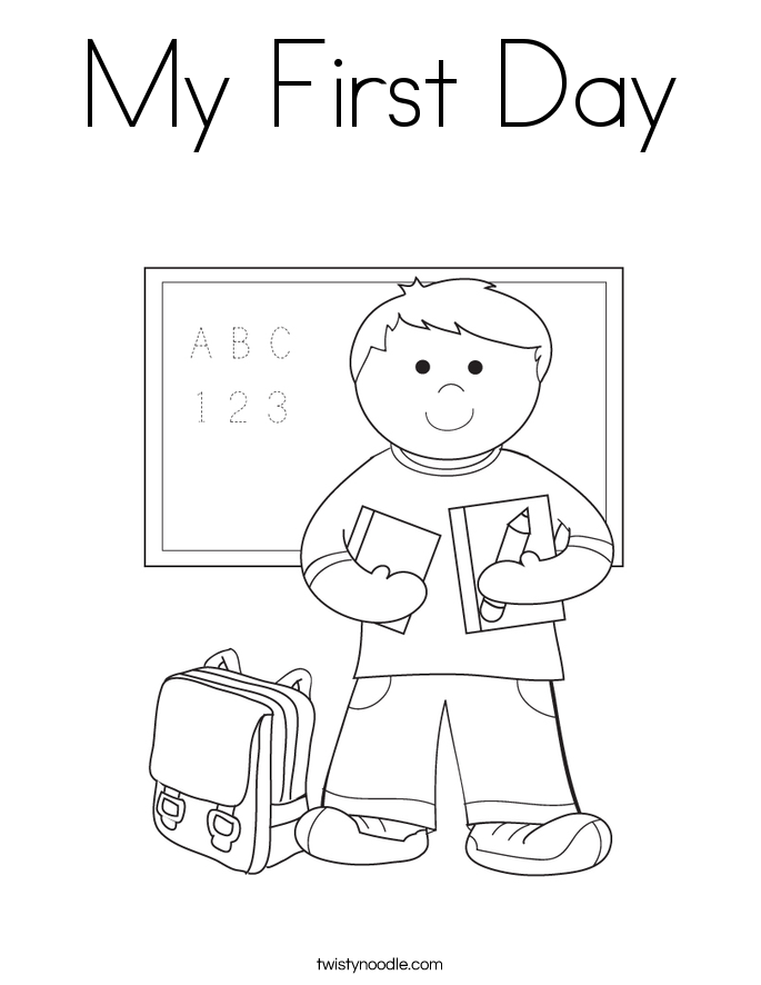 My First Day Coloring Page