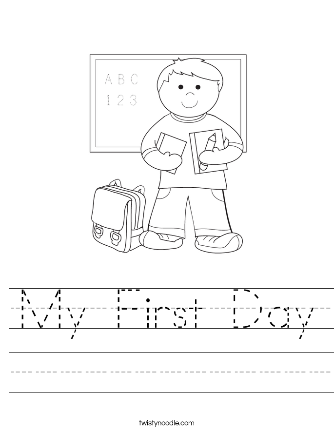 first day of kindergarten worksheets