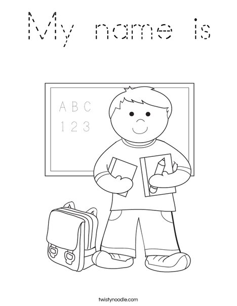 Boy Student in School Coloring Page