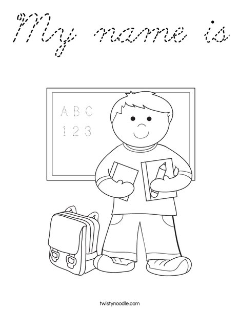 Boy Student in School Coloring Page