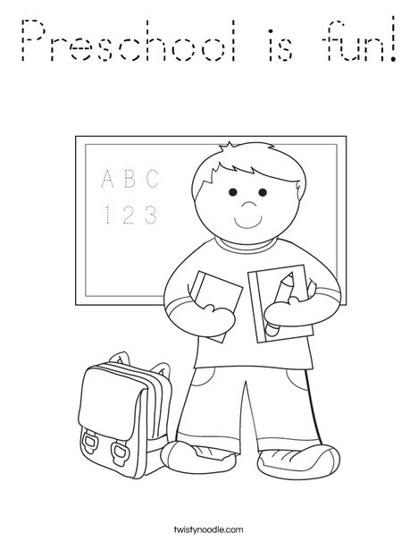 Boy Student in School Coloring Page