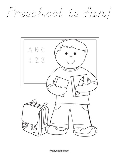 Boy Student in School Coloring Page