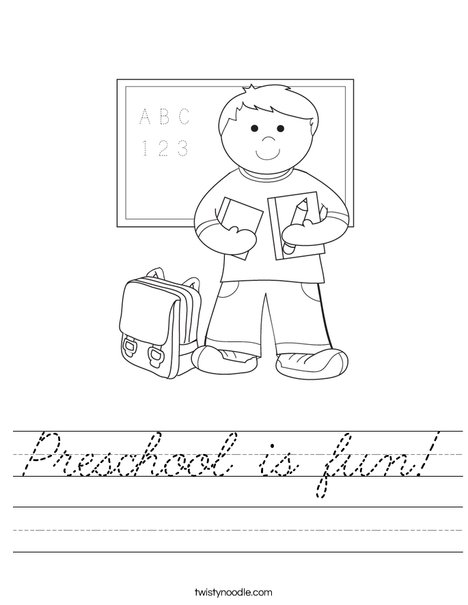 Boy Student in School Worksheet