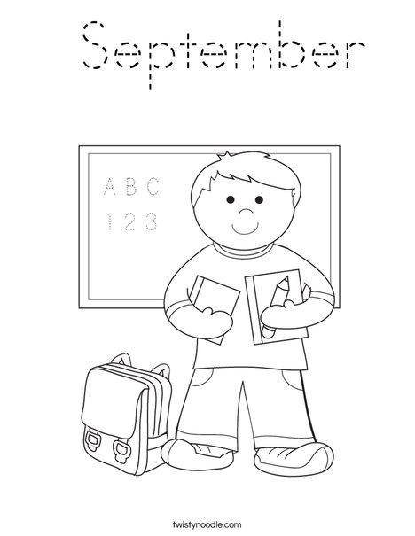 Boy Student in School Coloring Page